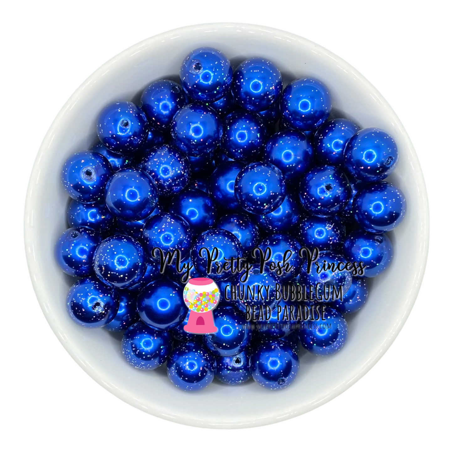 #514 - 20mm Blue Glitter Acrylic Beads (1 Count)
