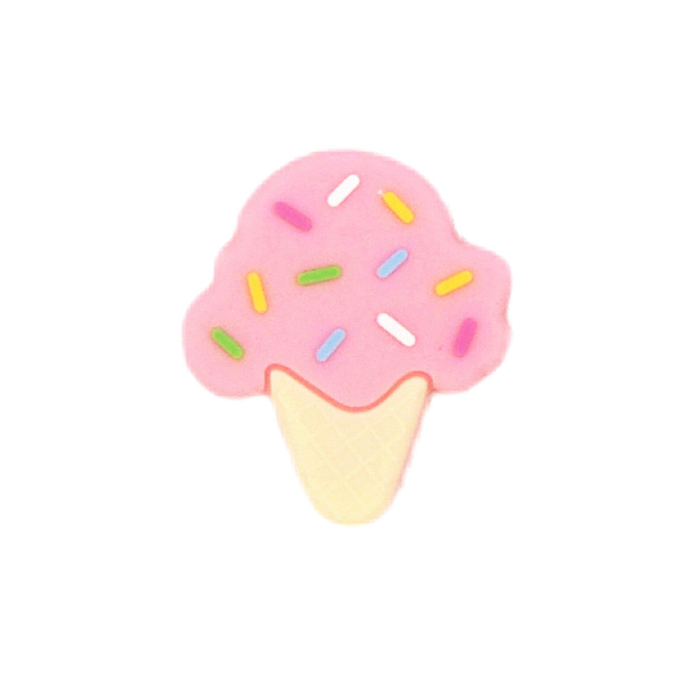 X113 - Strawberry Ice Cream Cone Silicone (1 Count) Focal Bead