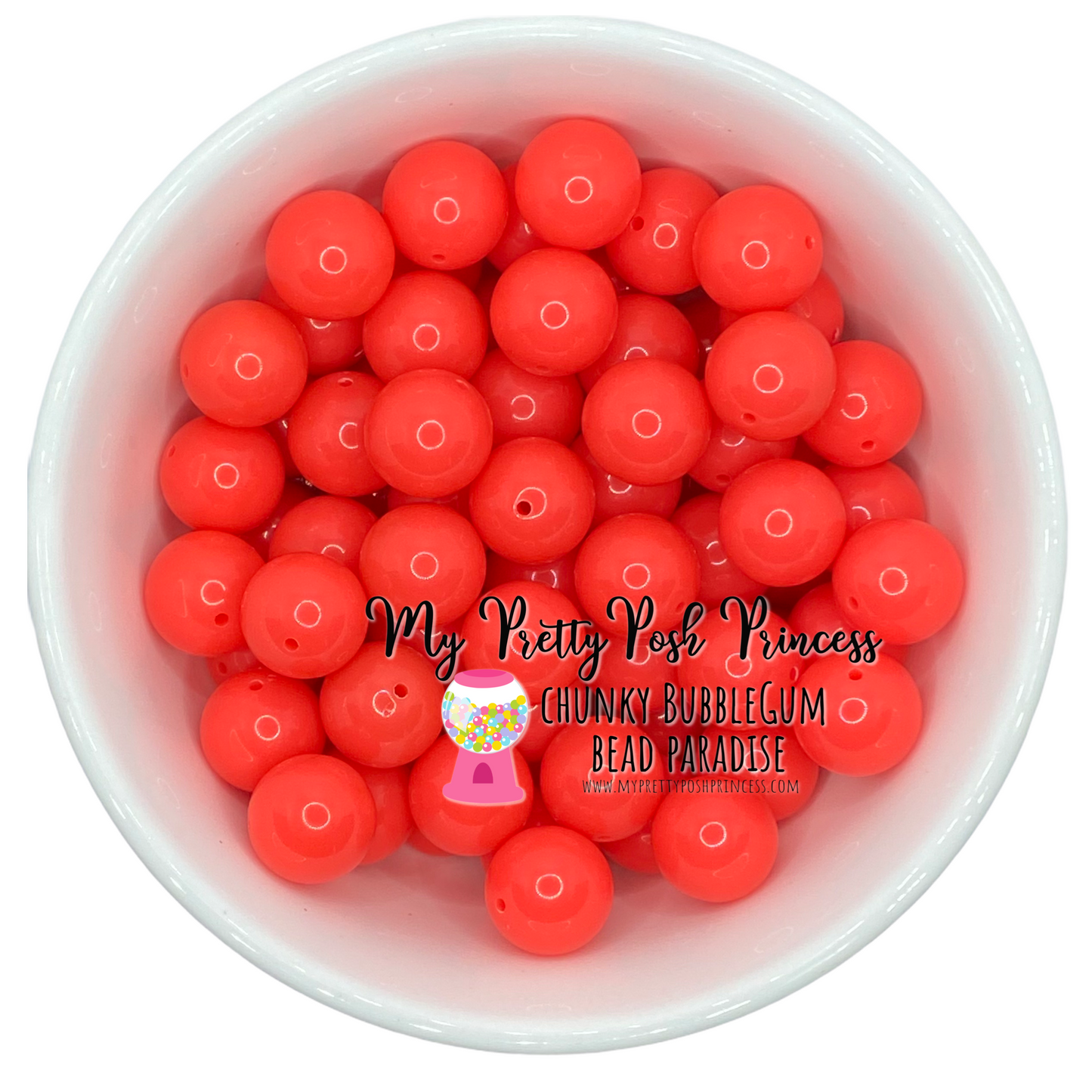 #364 - 20mm Neon Watermelon Solid Acrylic Beads (1 Count)