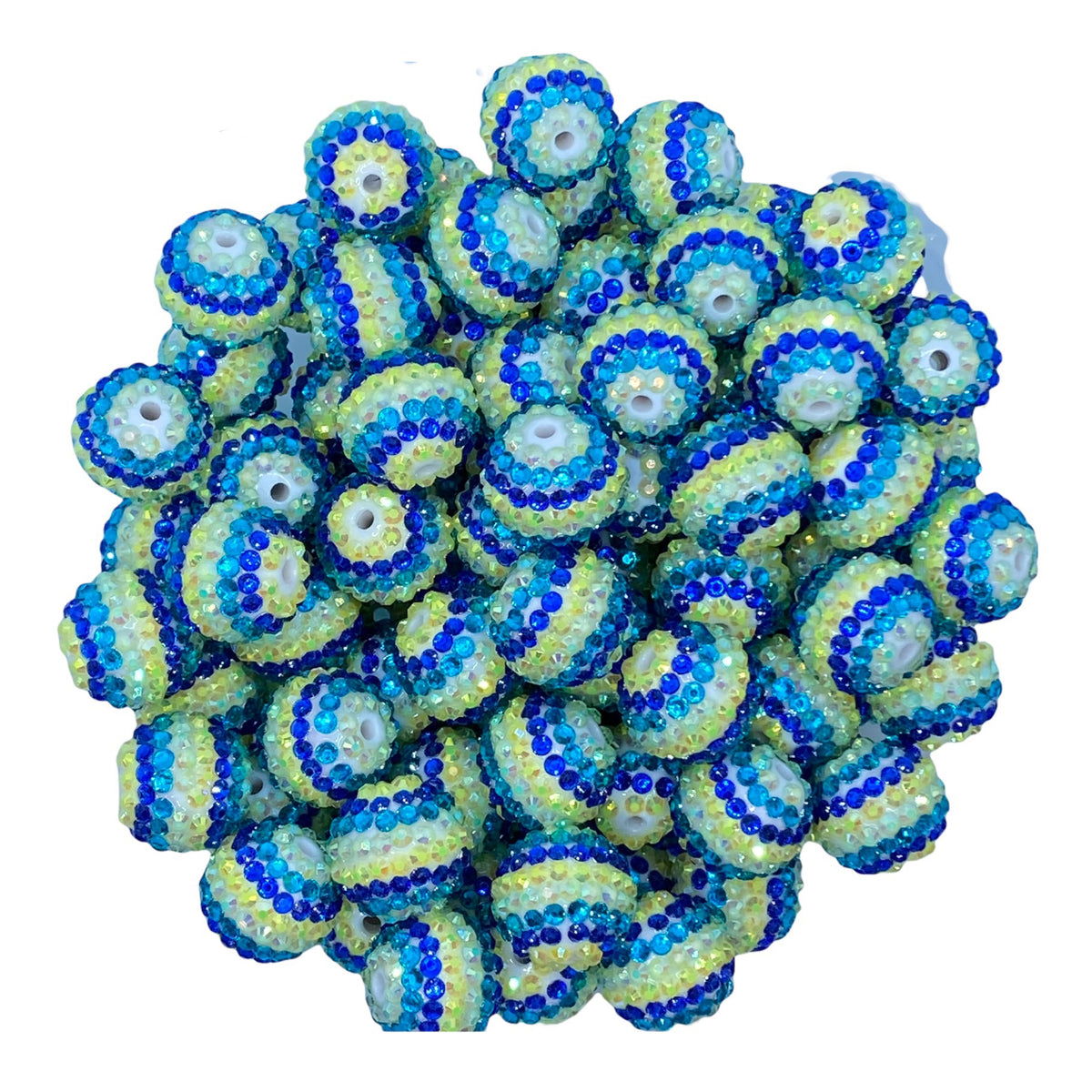 #1038 - 20mm Striped Rhinestone Acrylic Beads (1 Count)