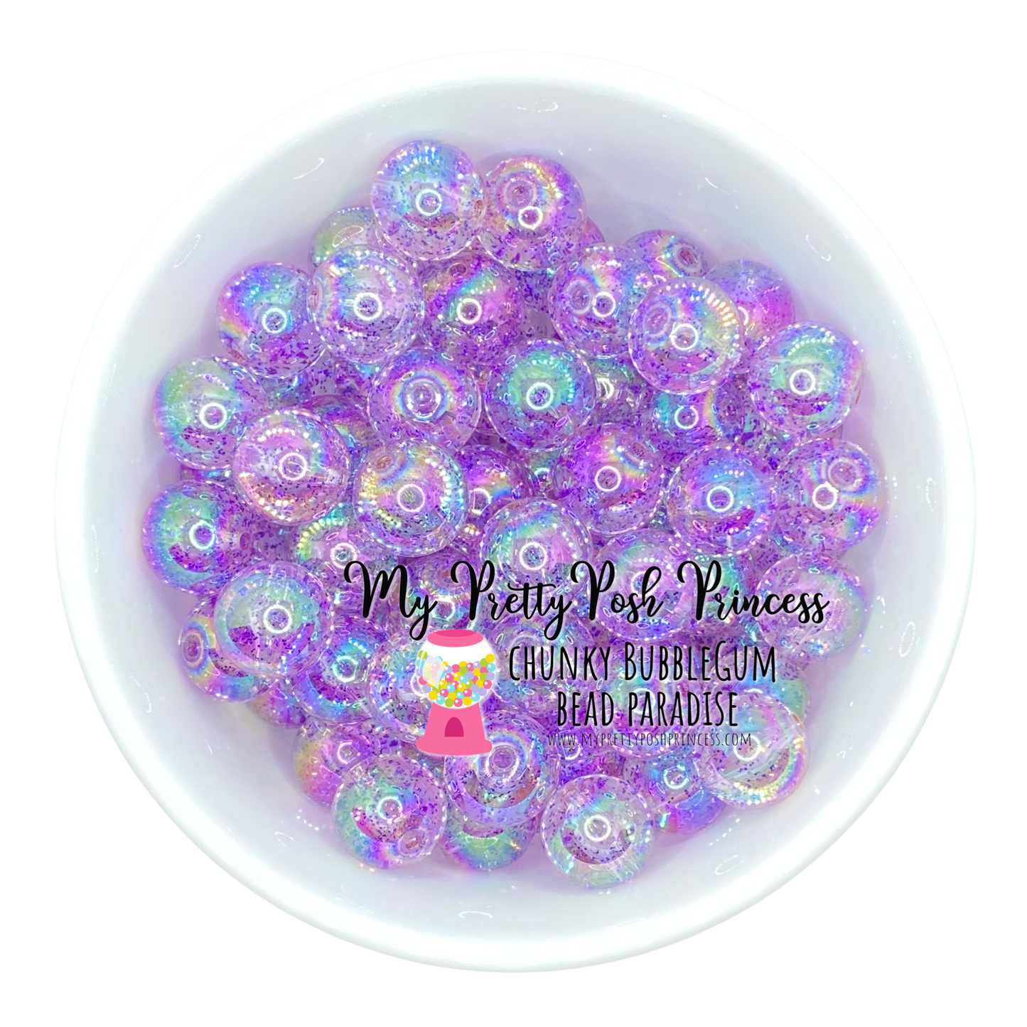 #160 - 12mm Purple Jelly Glitter Acrylic Beads (20 Count)