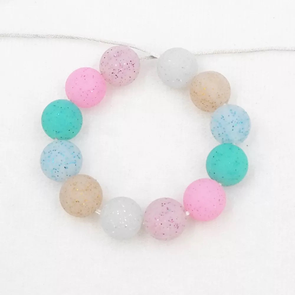 T242- 15mm "Blue Glitter" Silicone Beads