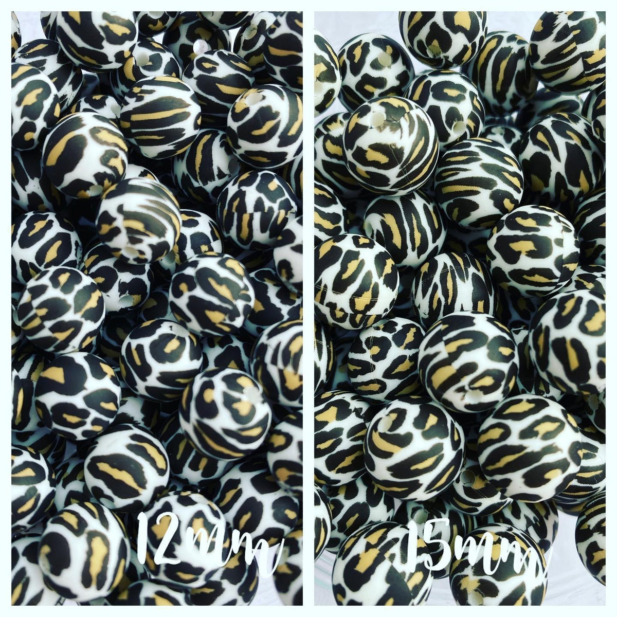 #702 - 19mm “White Leopard” Silicone Beads