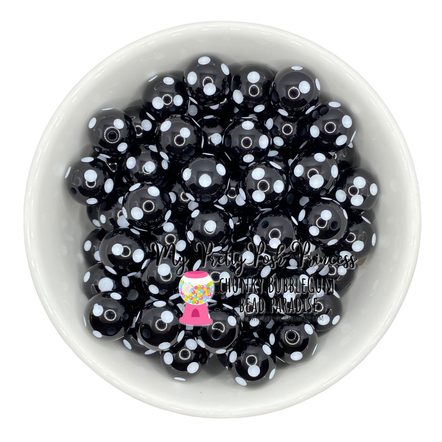 #999 - 20mm Black Polka Dot Acrylic Beads (1 Count)