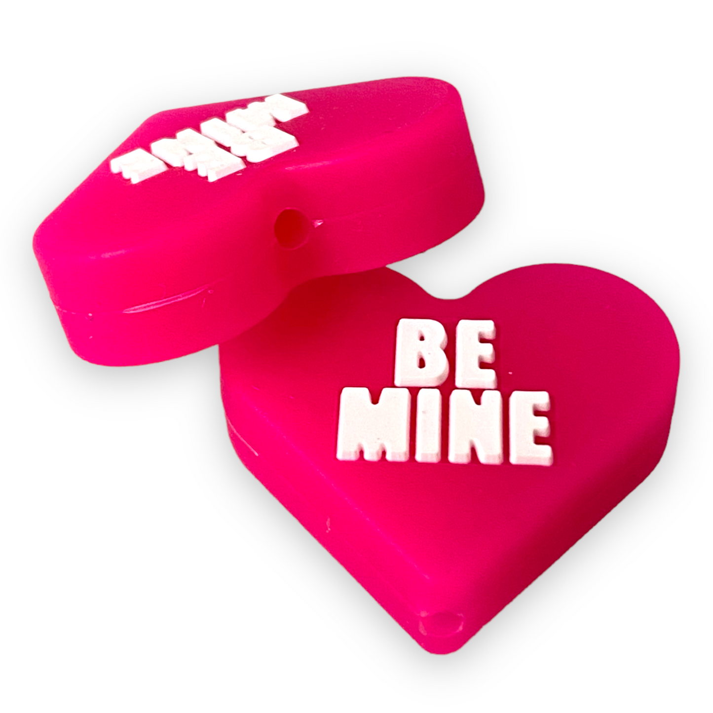 h892 - “BE MINE” Candy Heart Silicone Focal Bead for DIY Crafts (1 Count)