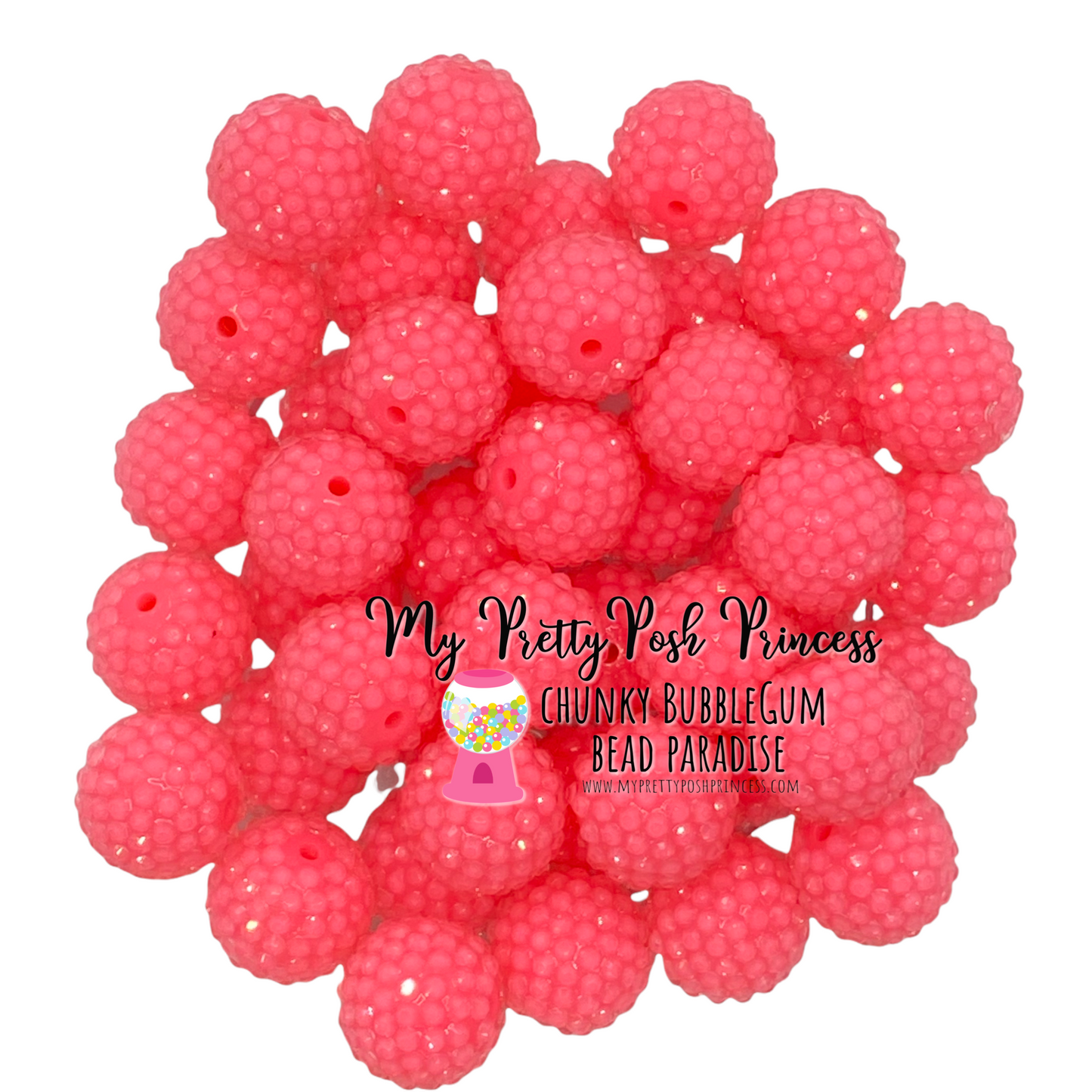 #220 - 12mm Hot Pink Jelly Rhinestone Acrylic Beads (20 Count