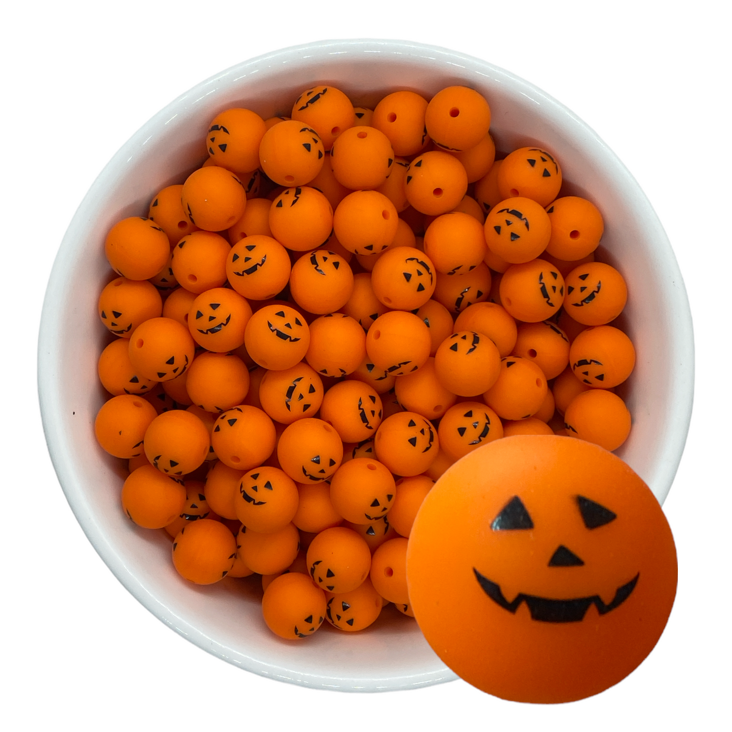 A-6039- “15mm Jack O Lantern” Custom Silicone Beads
