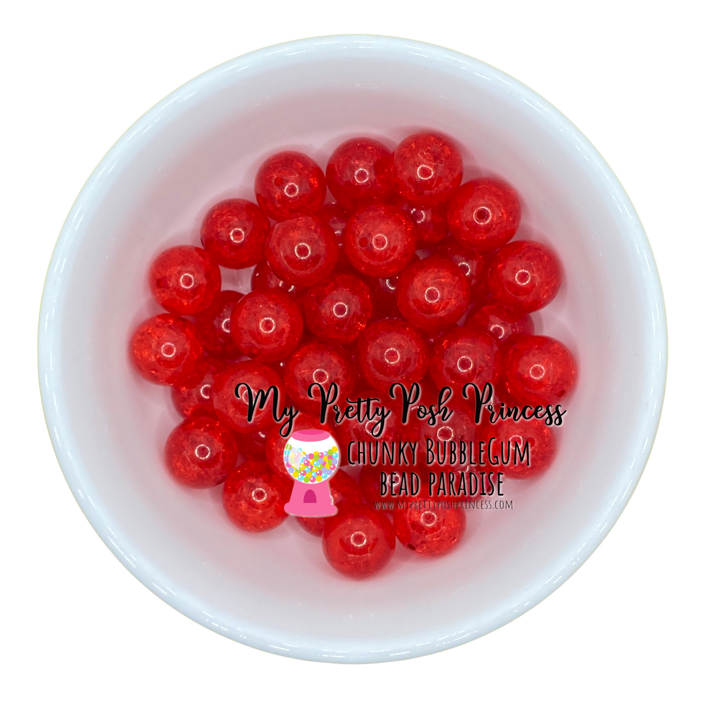 #609 - 20mm Red "Crackle" Acrylic Beads (1 Count)