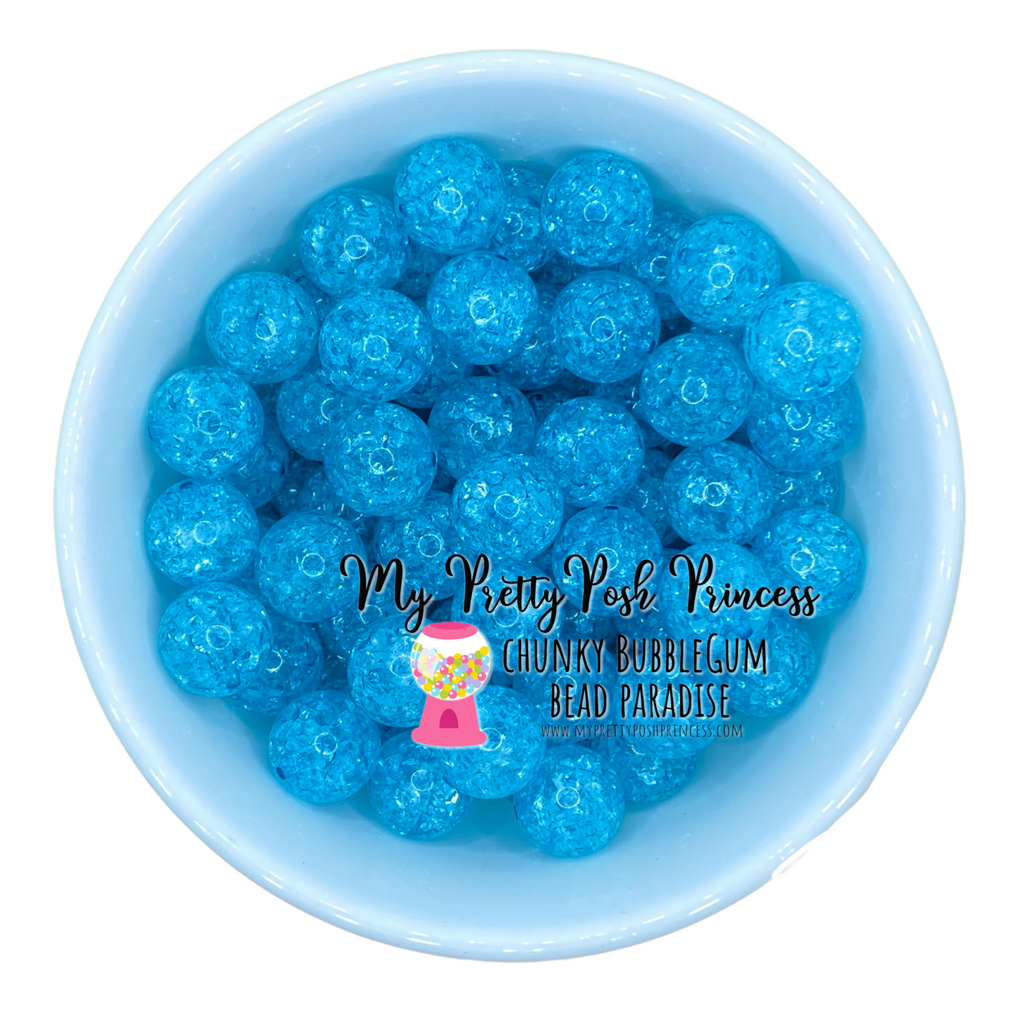 #611 - 20mm Aqua "Crackle" Acrylic Beads ((1 Count)