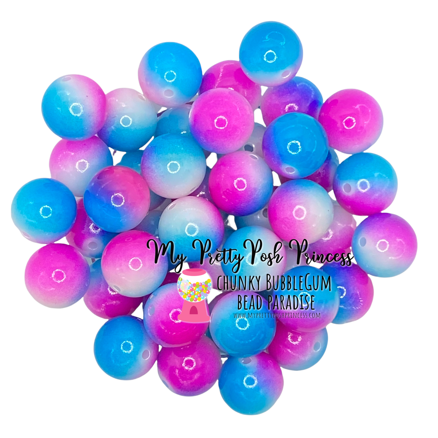 #523 - 20mm “Aqua & Pink” Ombre Beads (1 Count)