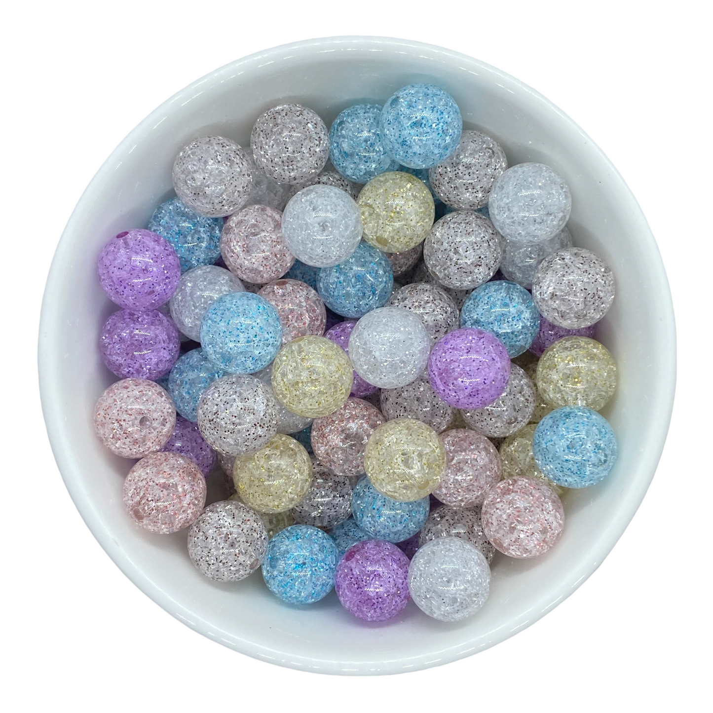 K- 579 - 20mm Crackle Glitter Acrylic Bead Mix 100 Count