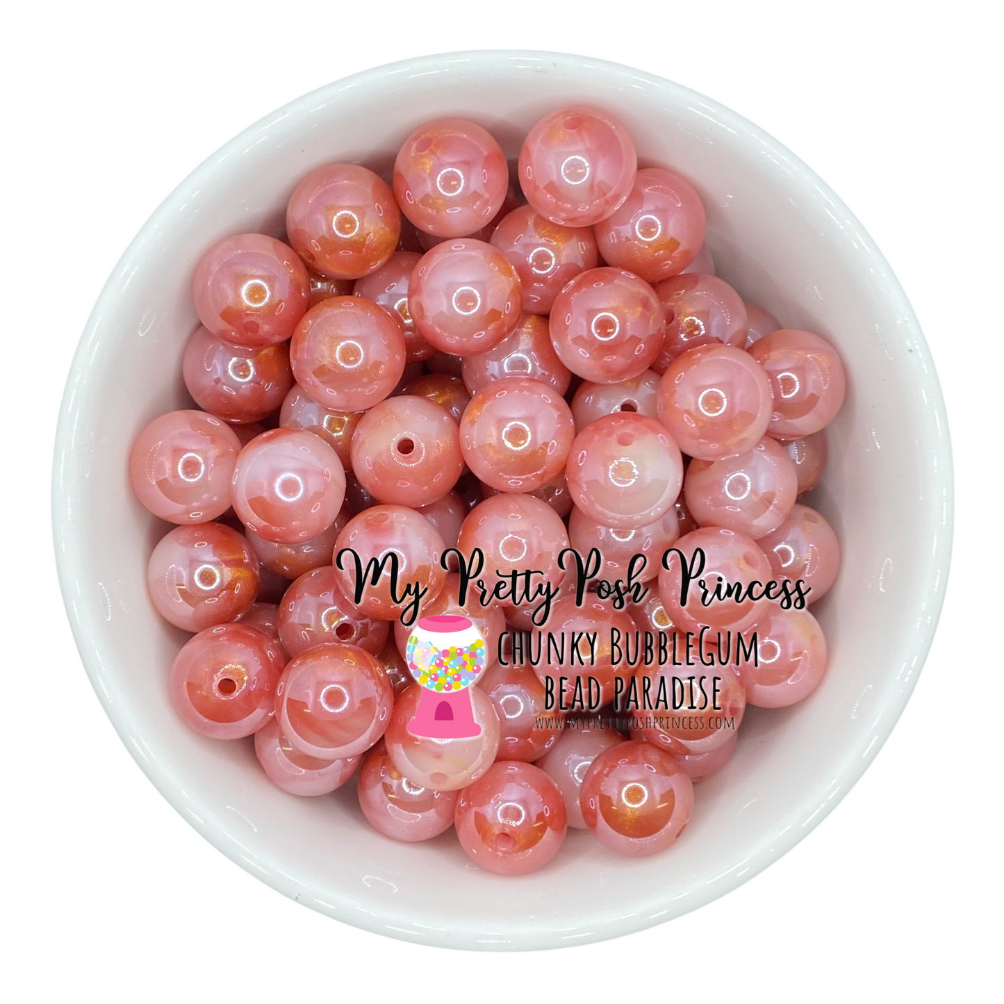 W311- 20mm Rose Gold Galaxy Pearlescent Acrylic Beads (1 Count)
