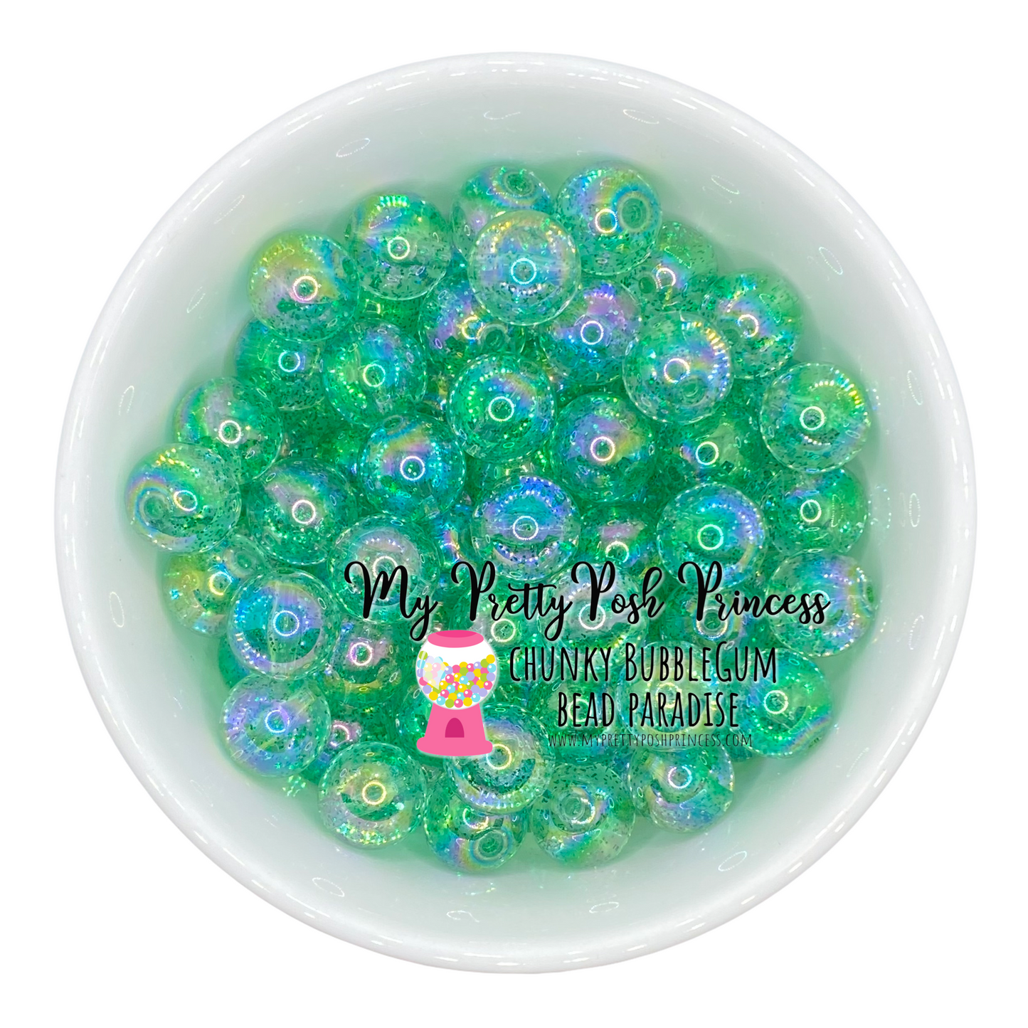 #502 - 20mm Green Jelly Glitter Acrylic Beads (1 Count)