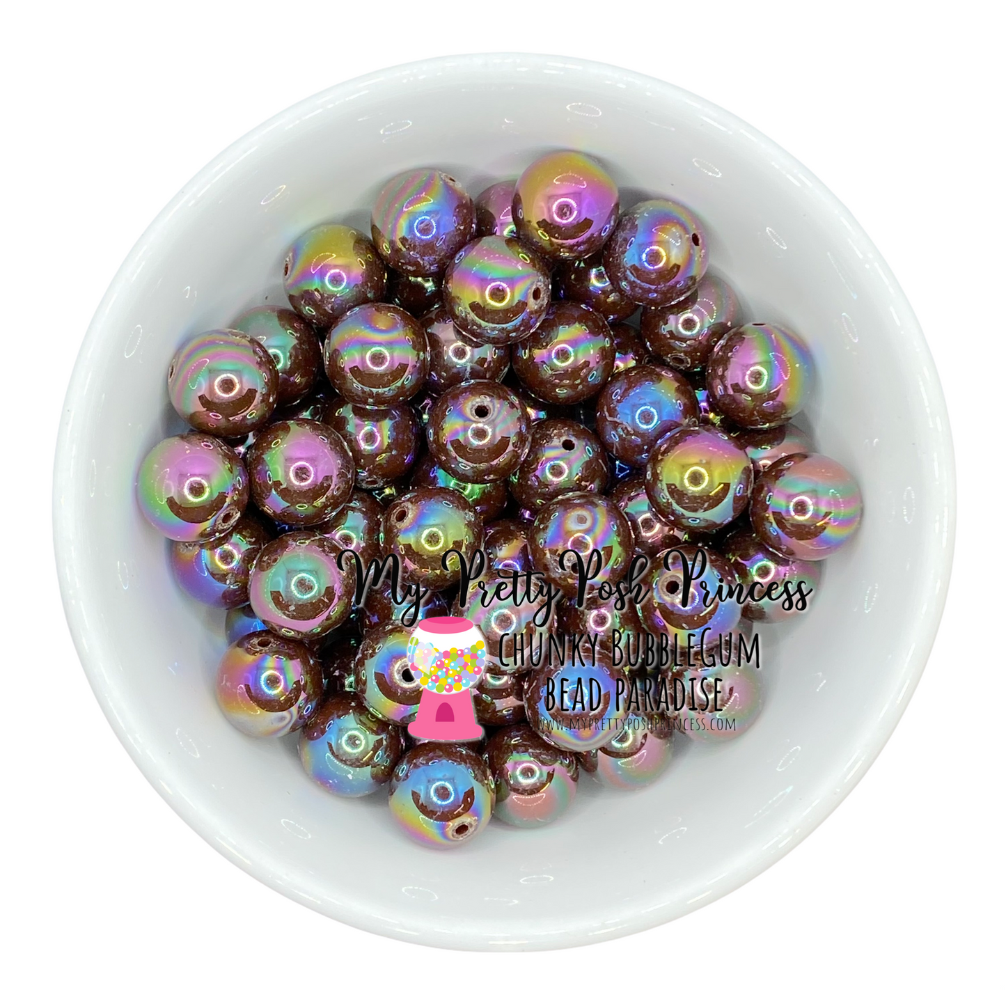 abs41- 12mm Dark Brown AB Solid Acrylic Beads (20 Count)