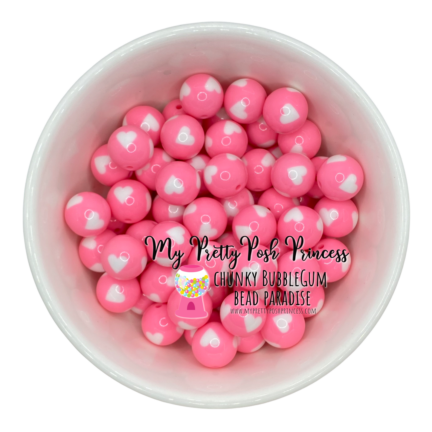 W377- 20mm Light Pink Heart Acrylic Beads (1 Count)