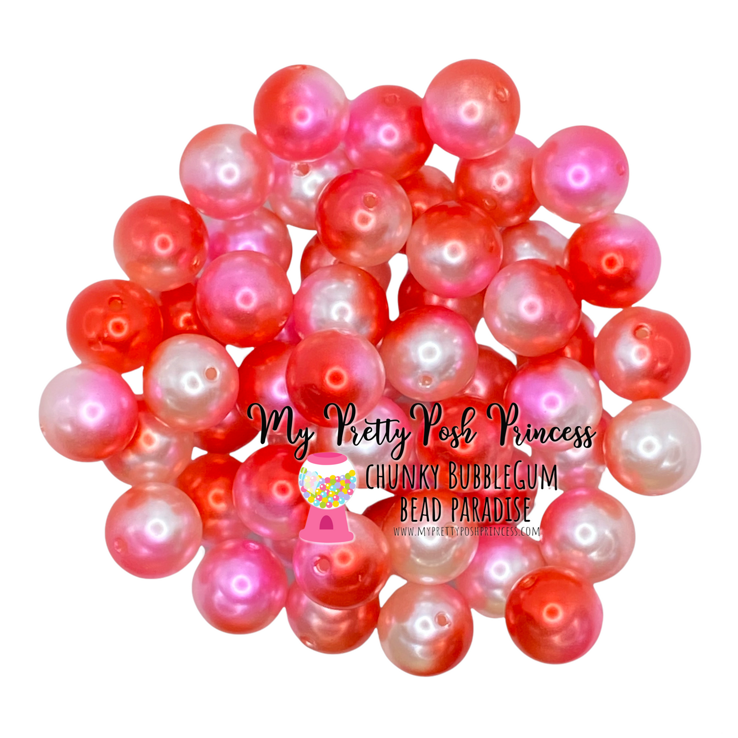 #528 - 20mm “Red & Pink” Ombre Pearls (1 Count)