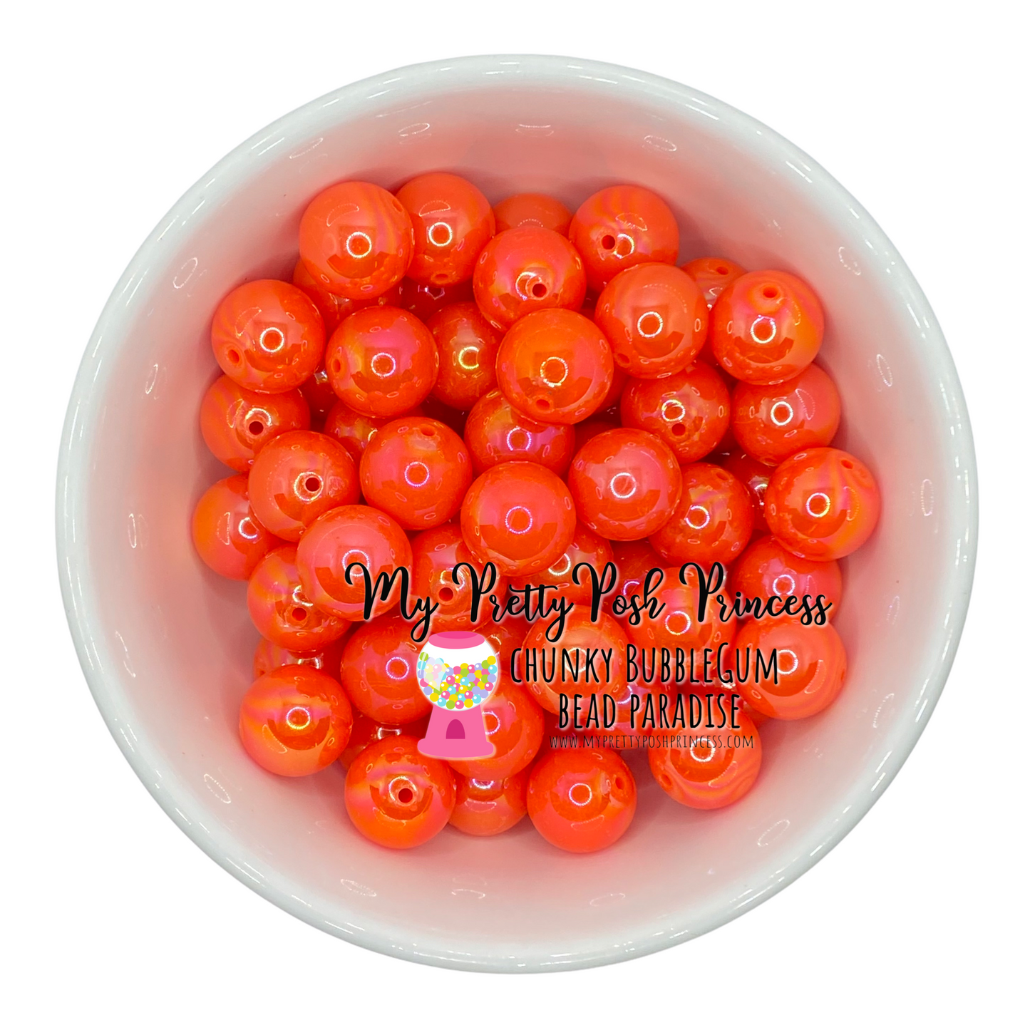 abs2- 12mm Neon Orange AB Solid Acrylic Beads (20 Count)
