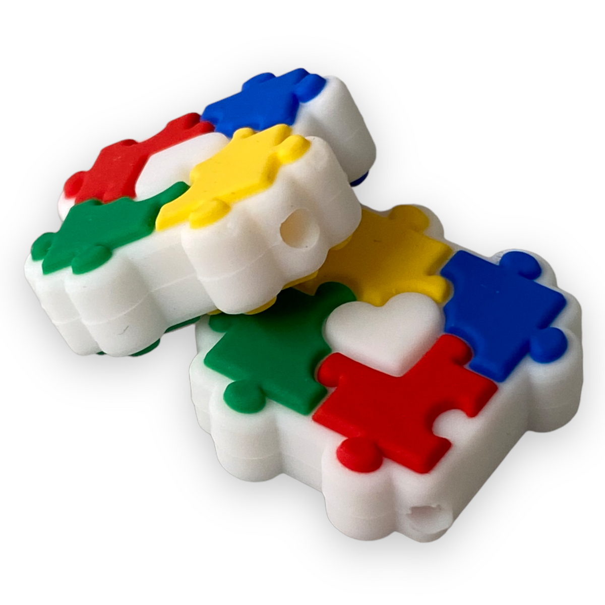 e573 - Autism Puzzle Piece Silicone Focal Bead (1 Count)