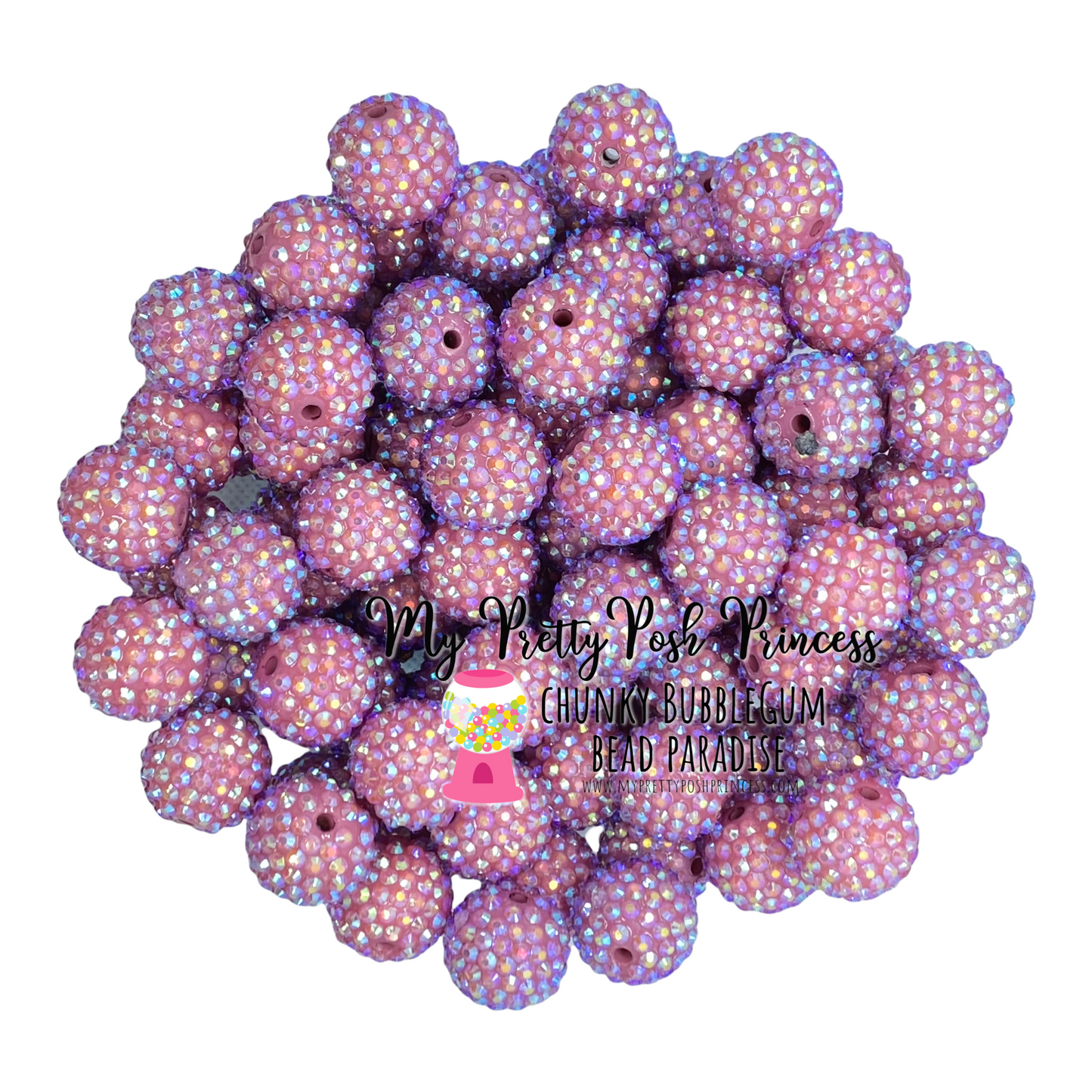 #267 - 12mm Mauve AB Rhinestone Acrylic Beads (20 Count)