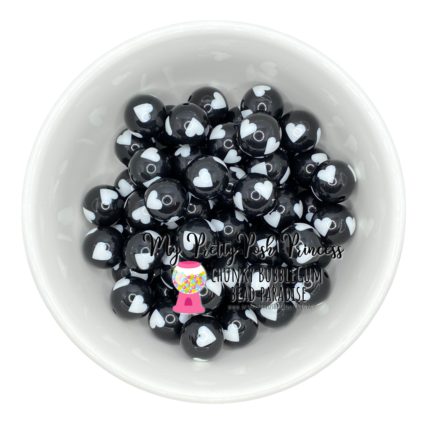 W378- 20mm Black HeartAcrylic Beads (1 Count)
