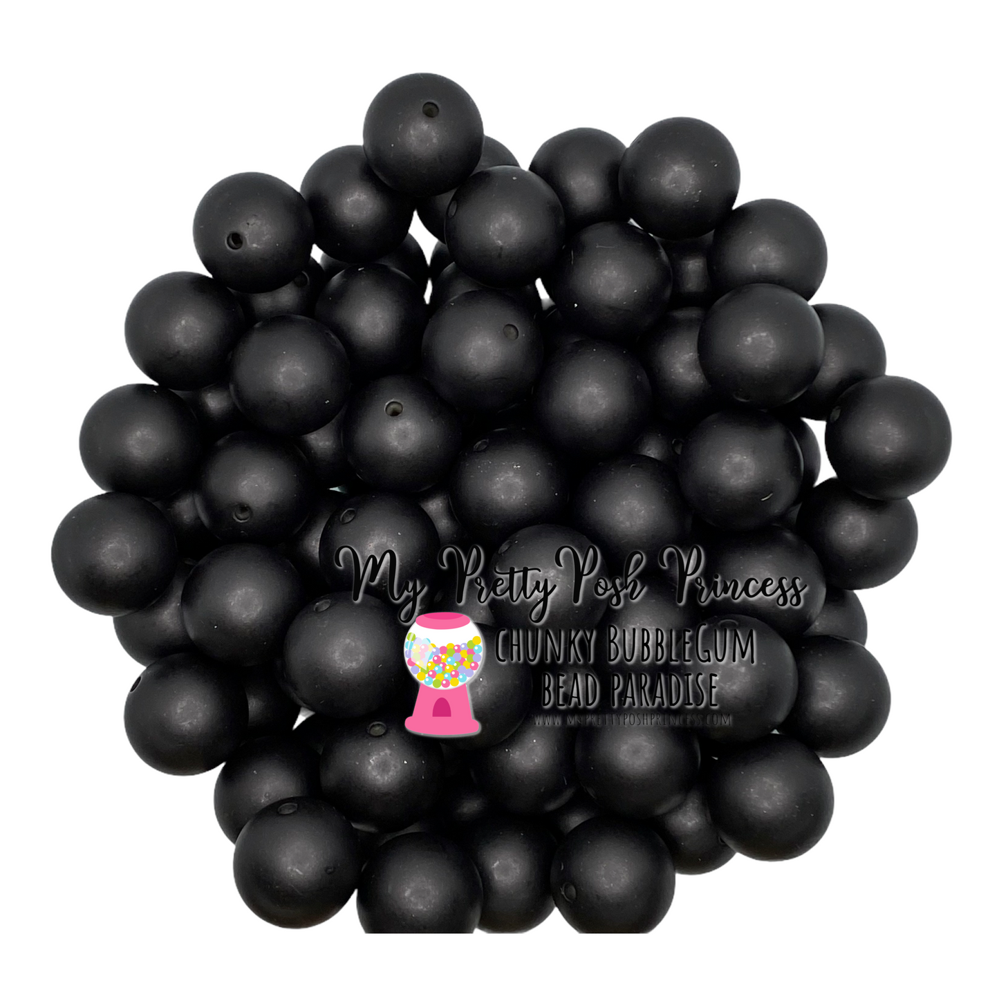 #129 - 12mm Black "Matte" Pearl Acrylic Beads (20 Count)