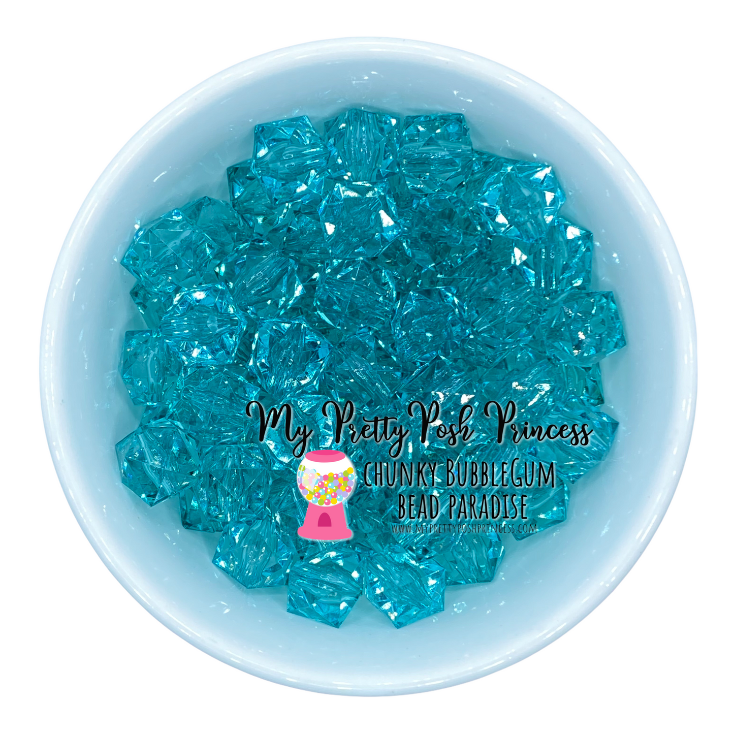 #564 -20mm Aqua Ice Cube Acrylic Beads (1 Count)