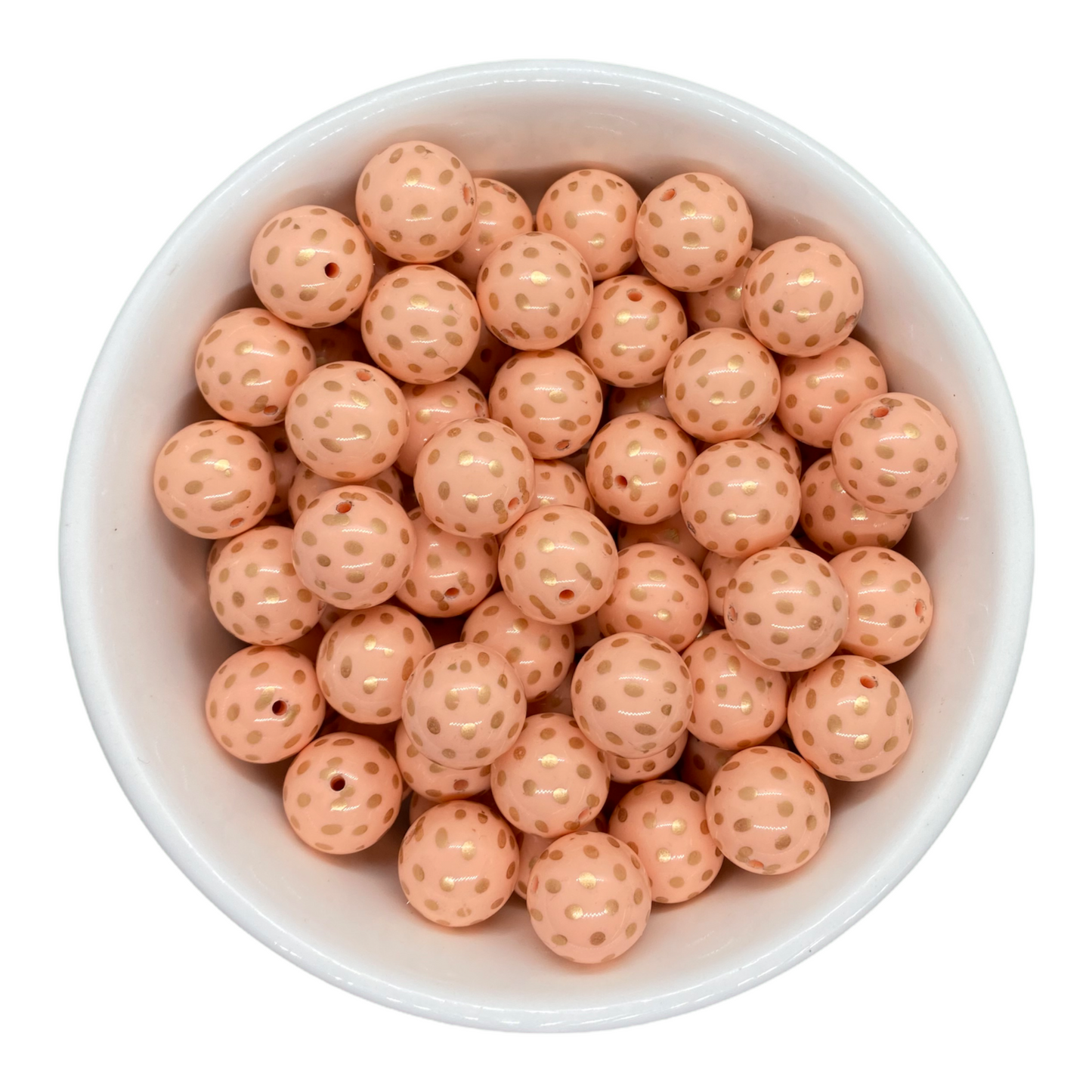 #1009 - 20mm Coral & Gold Dot Solid Acrylic Beads (1 Count)