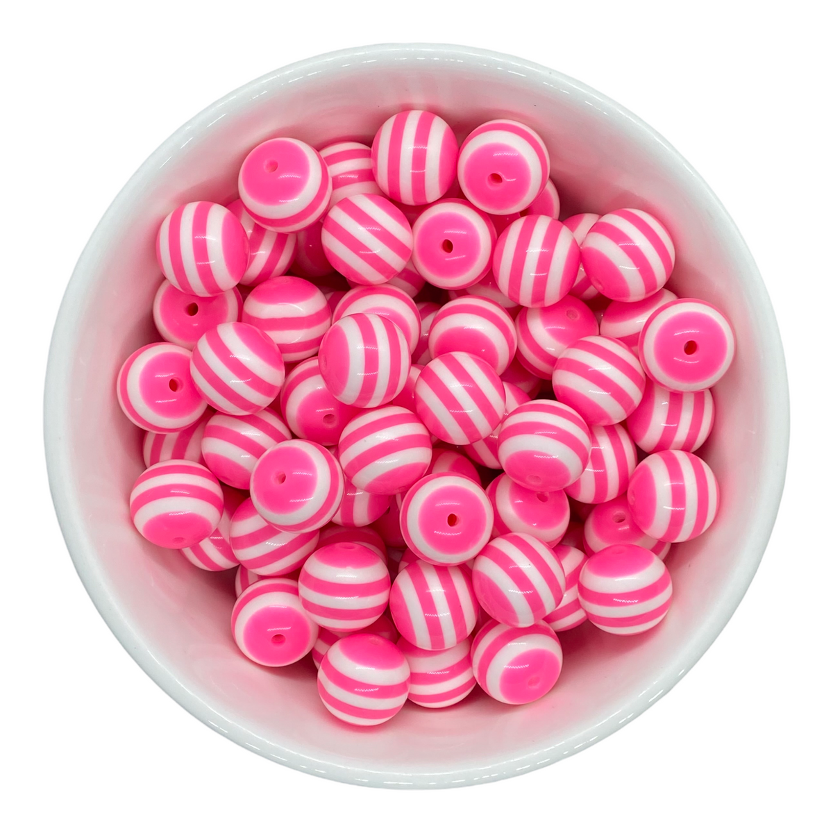 #1060 - Neon Pink Striped Acrylic Beads (1 Count)