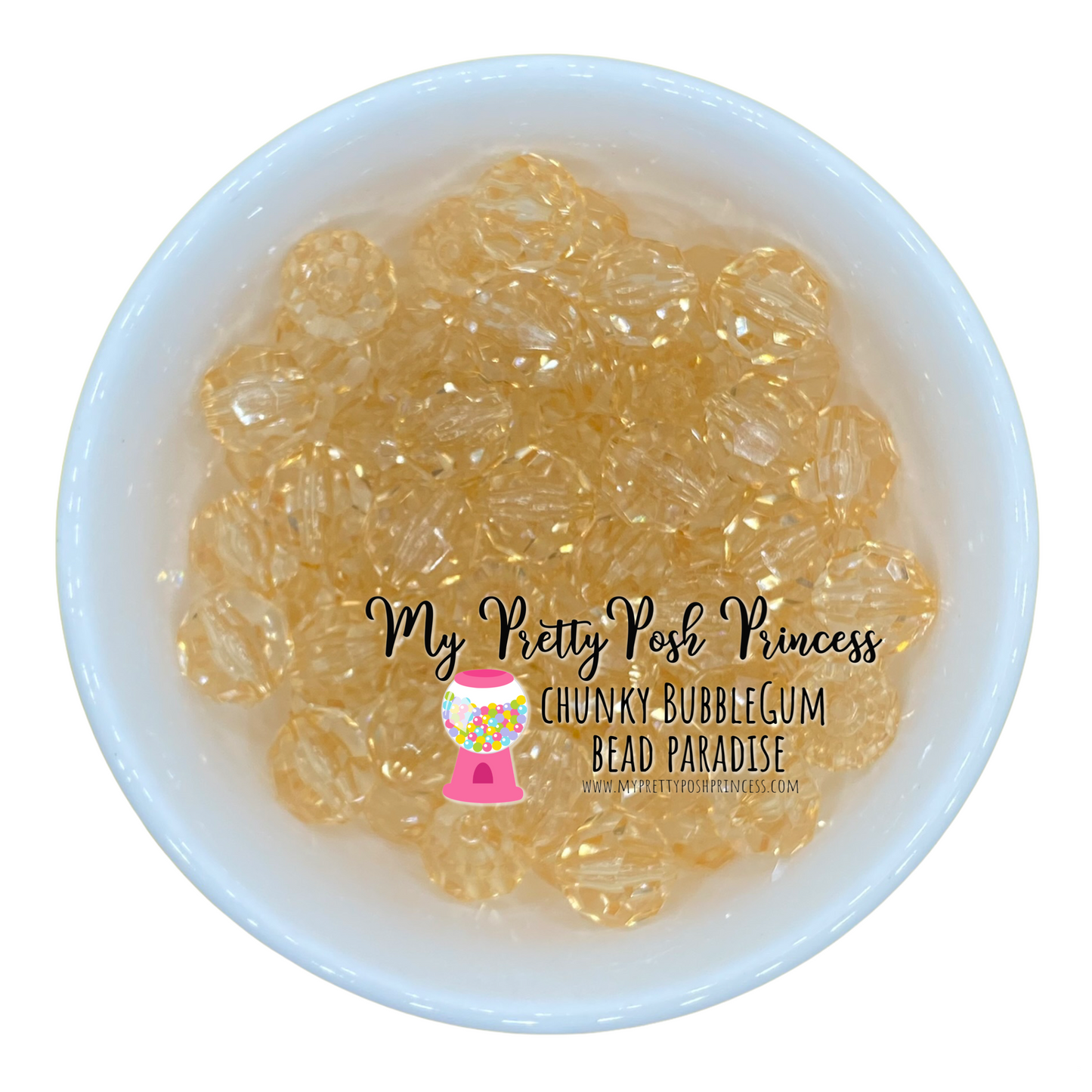 w182- 12mm Champagne Faceted Acrylic Beads (20 Count)