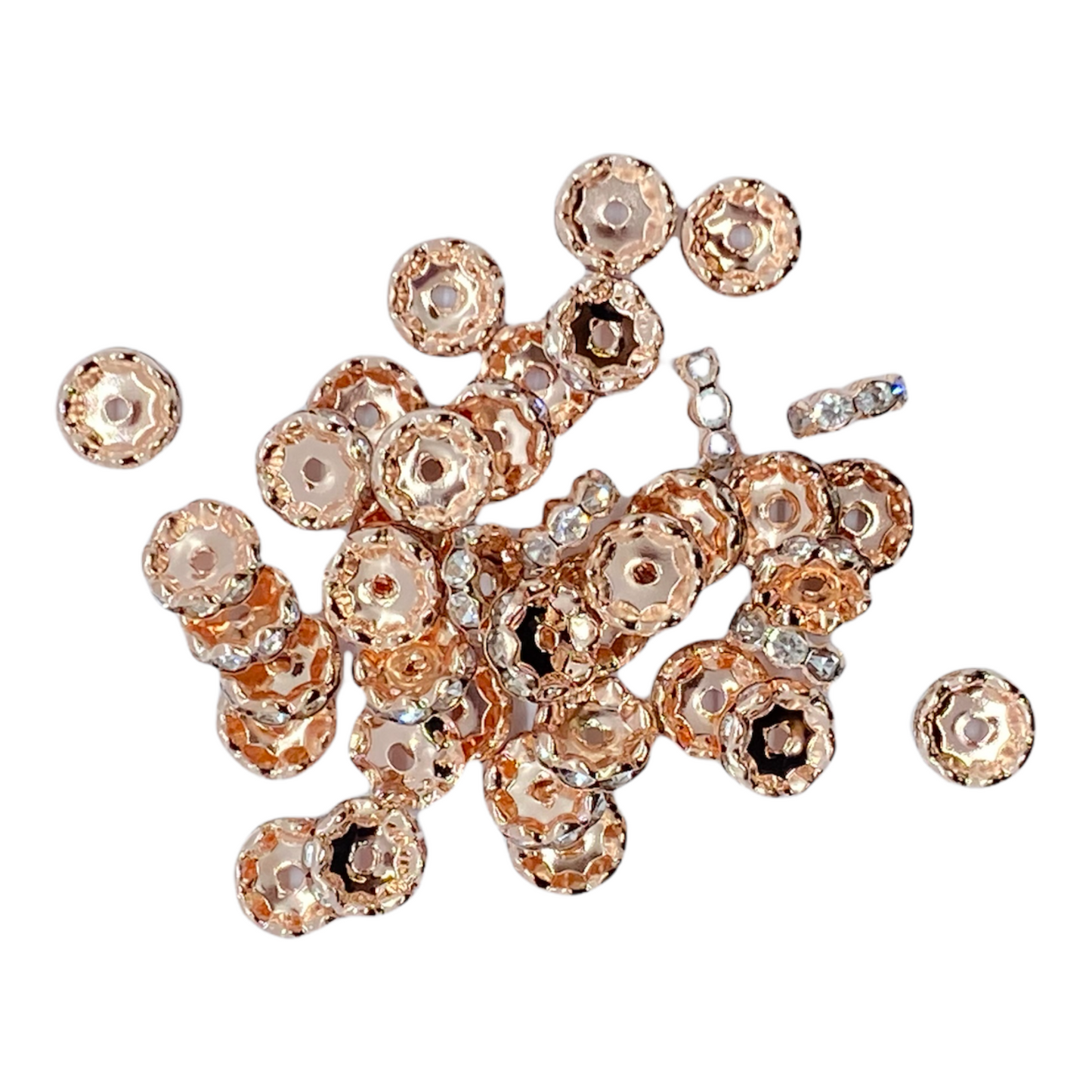 P68 - 10mm Rose Gold Rhinestone {{Wave}} Spacers (10 Count)