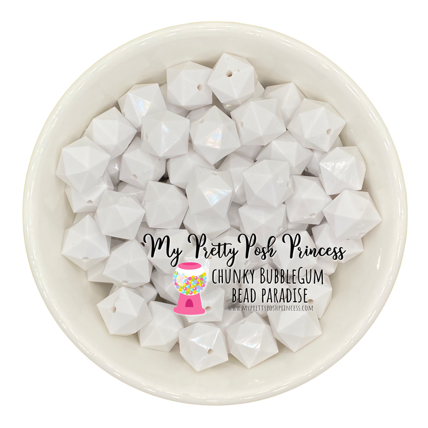 #673 - 20mm White "Cube" Acrylic Beads (1 Count)
