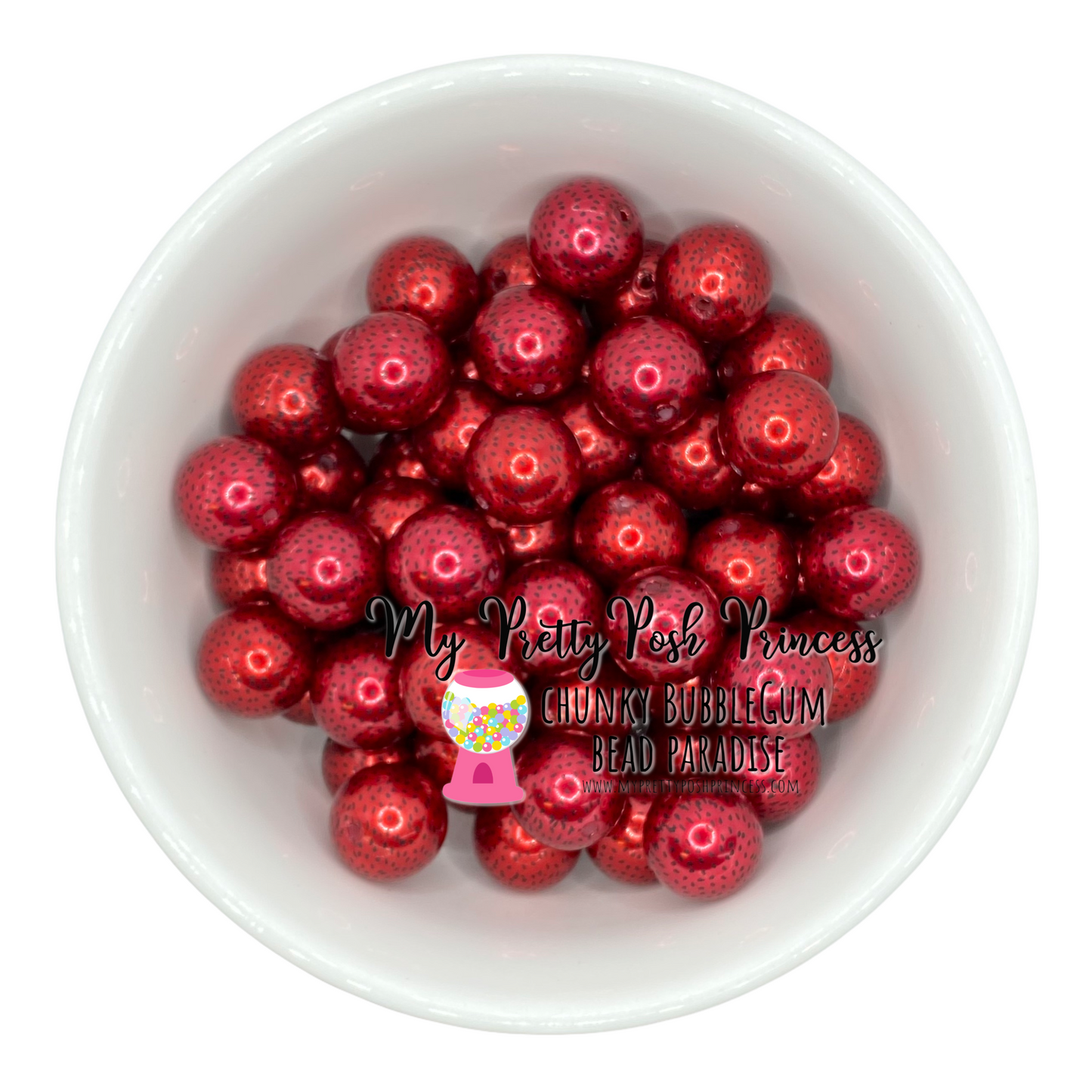 W392- 20mm Red Watermelon Seed Pearl Acrylic Beads (1 Count)