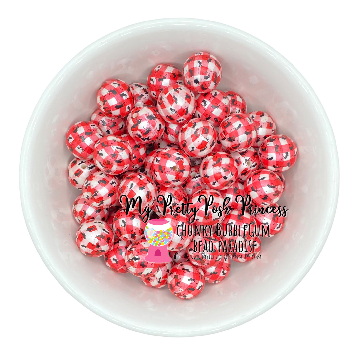 W394- 20mm Picnic Ants Acrylic Beads (1 Count)