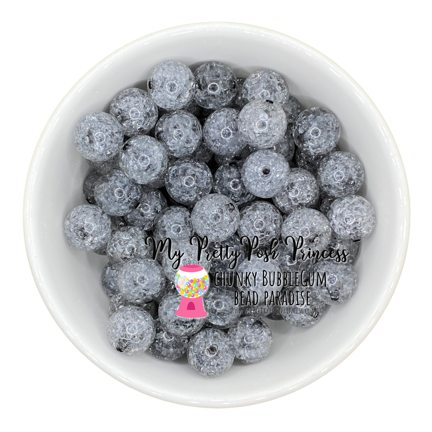 #605 - 20mm Gray "Crackle" Acrylic Beads (1 Count)