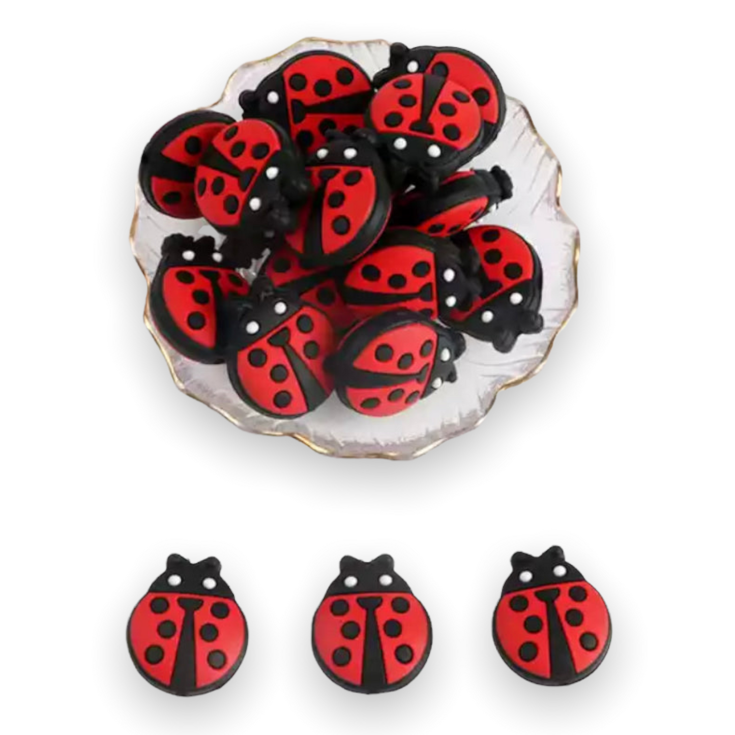 h938- Ladybug Bead Silicone Focal Beads (1 Count)