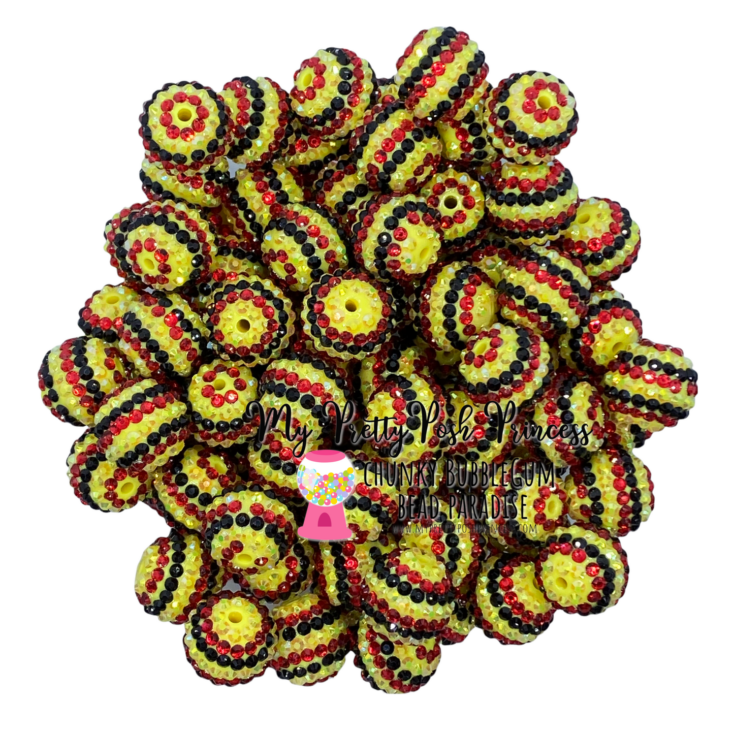 #1189- 20mm Mouse Striped Rhinestone Acrylic Beads (1 Count)