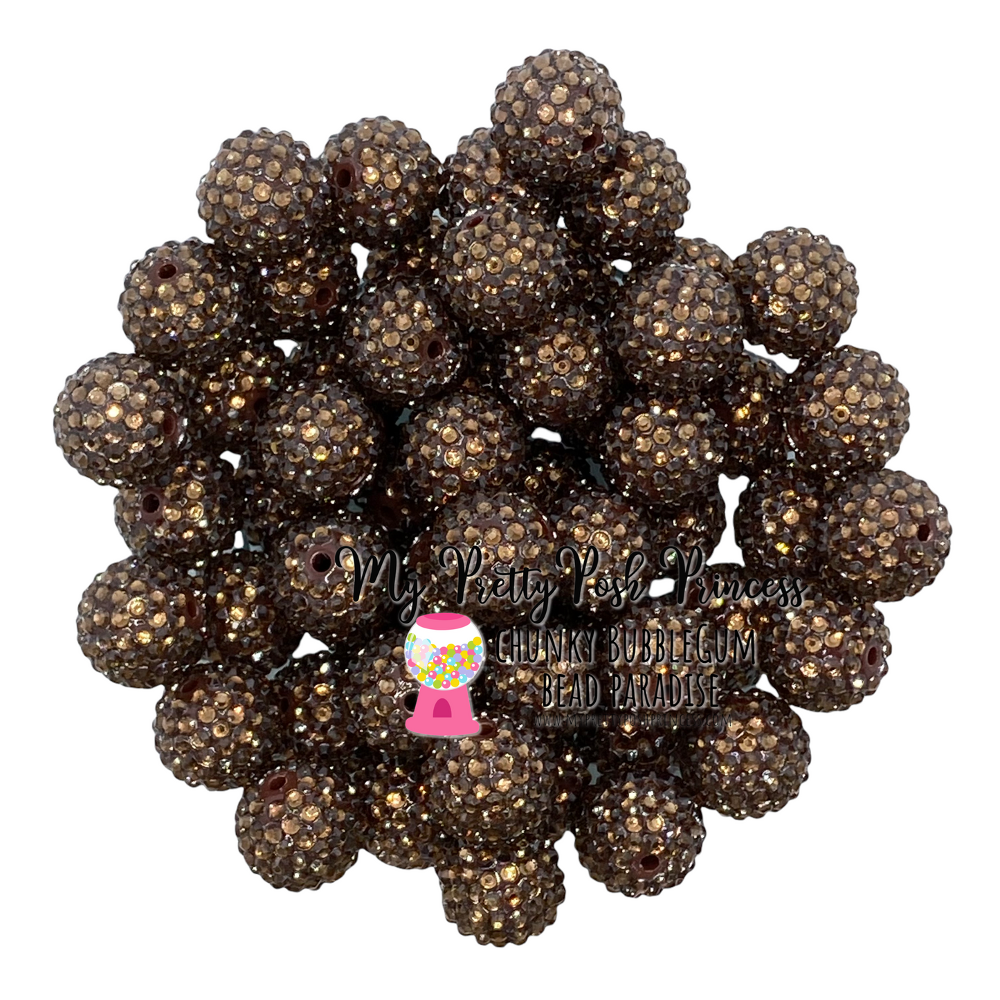 #234 - 12mm Dark Brown Rhinestone Acrylic Beads (20 Count)
