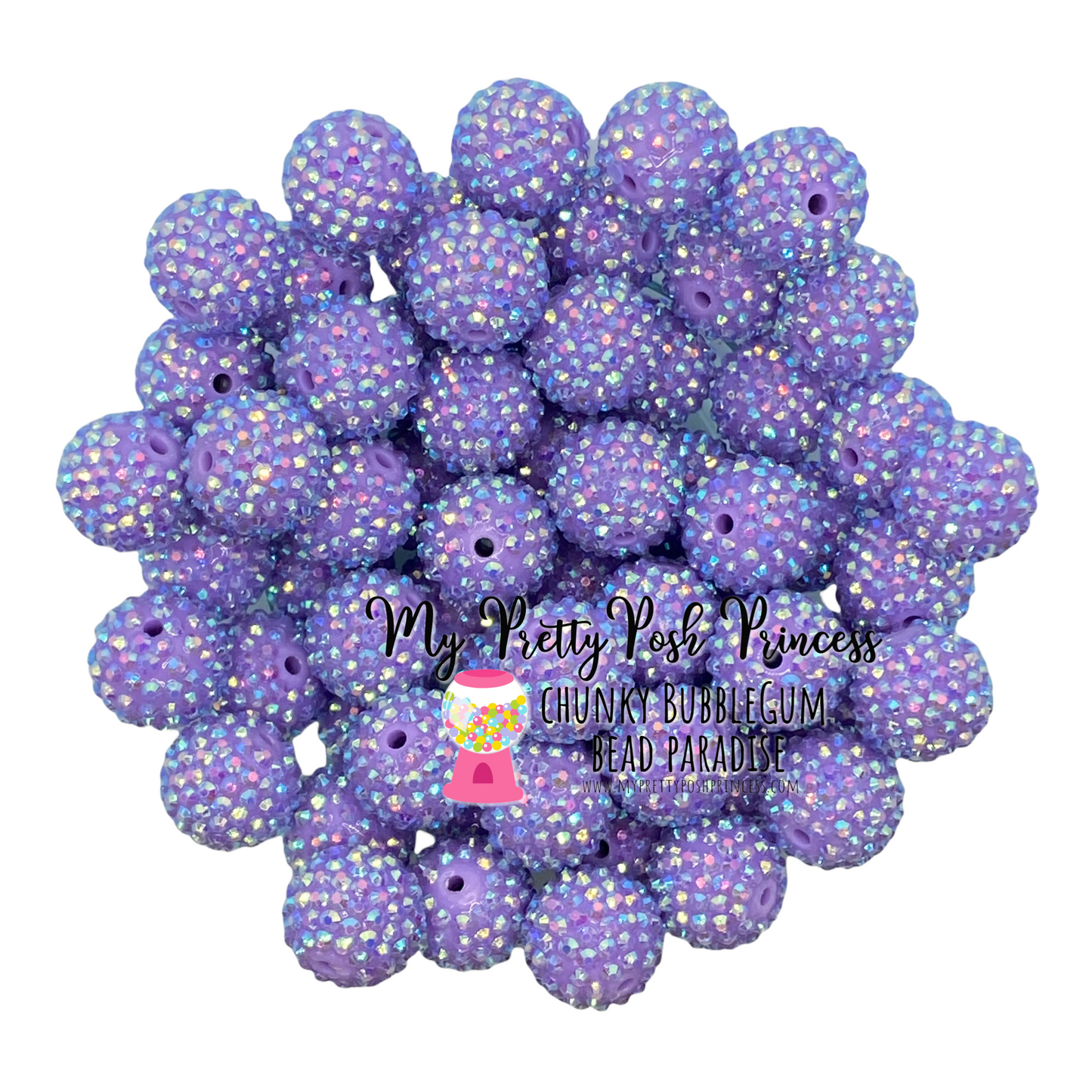 #1139 - 20mm Light Purple AB Rhinestone Beads (1 Count)