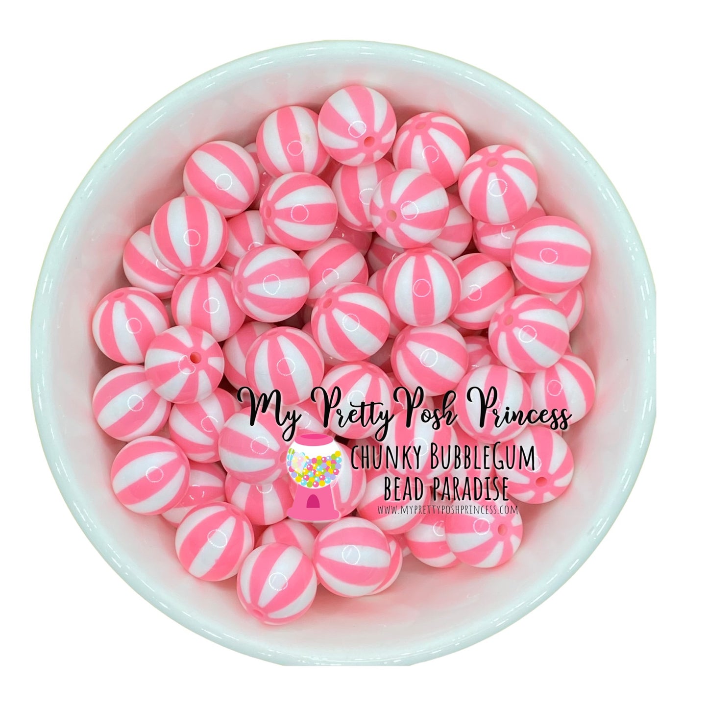 w171- 12mm Light Pink "Beach Balls" Acrylic Beads (20 Count)