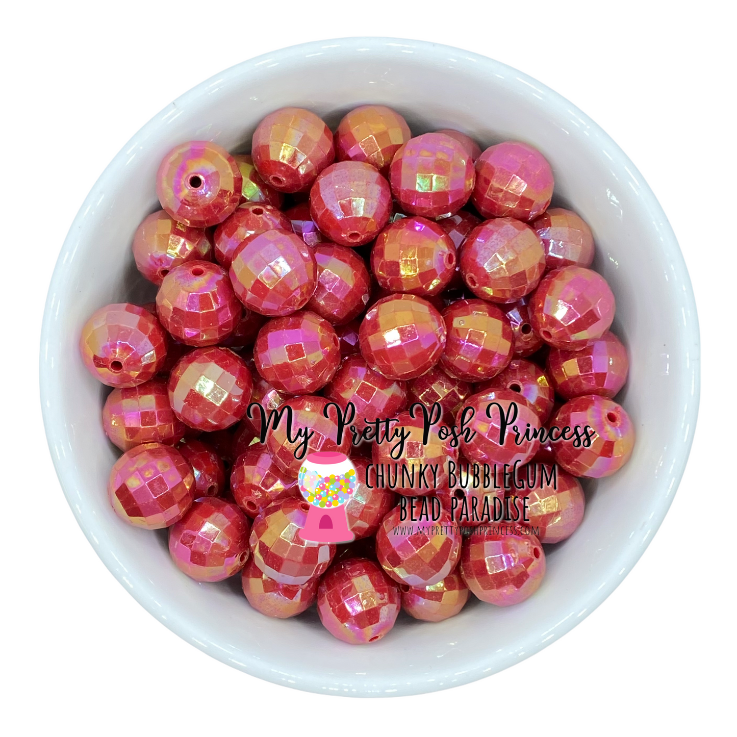 #939 - 20mm Red Disco AB Acrylic Beads (1 Count)