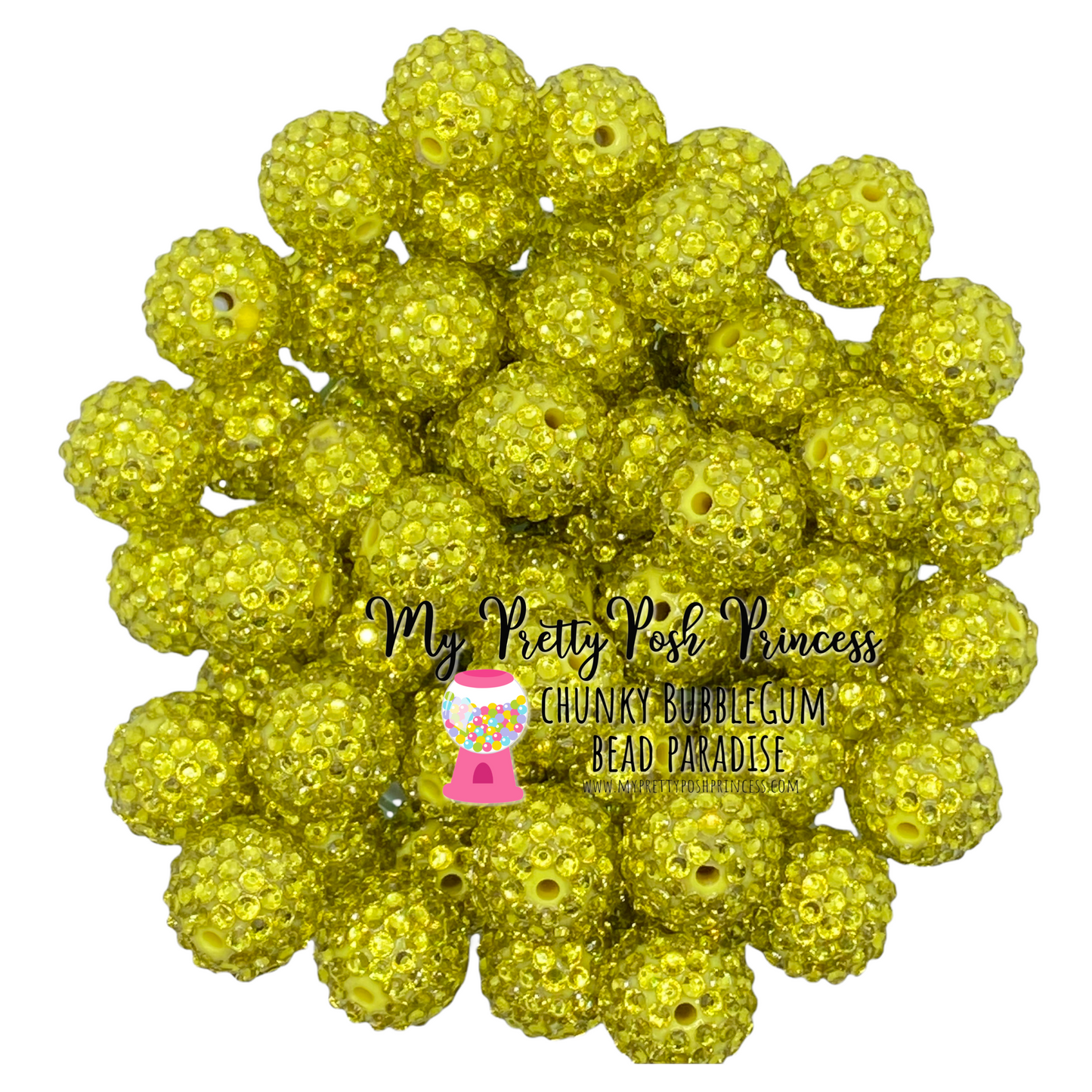 #1087 - 20mm Yellow Rhinestone Beads (1 Count)
