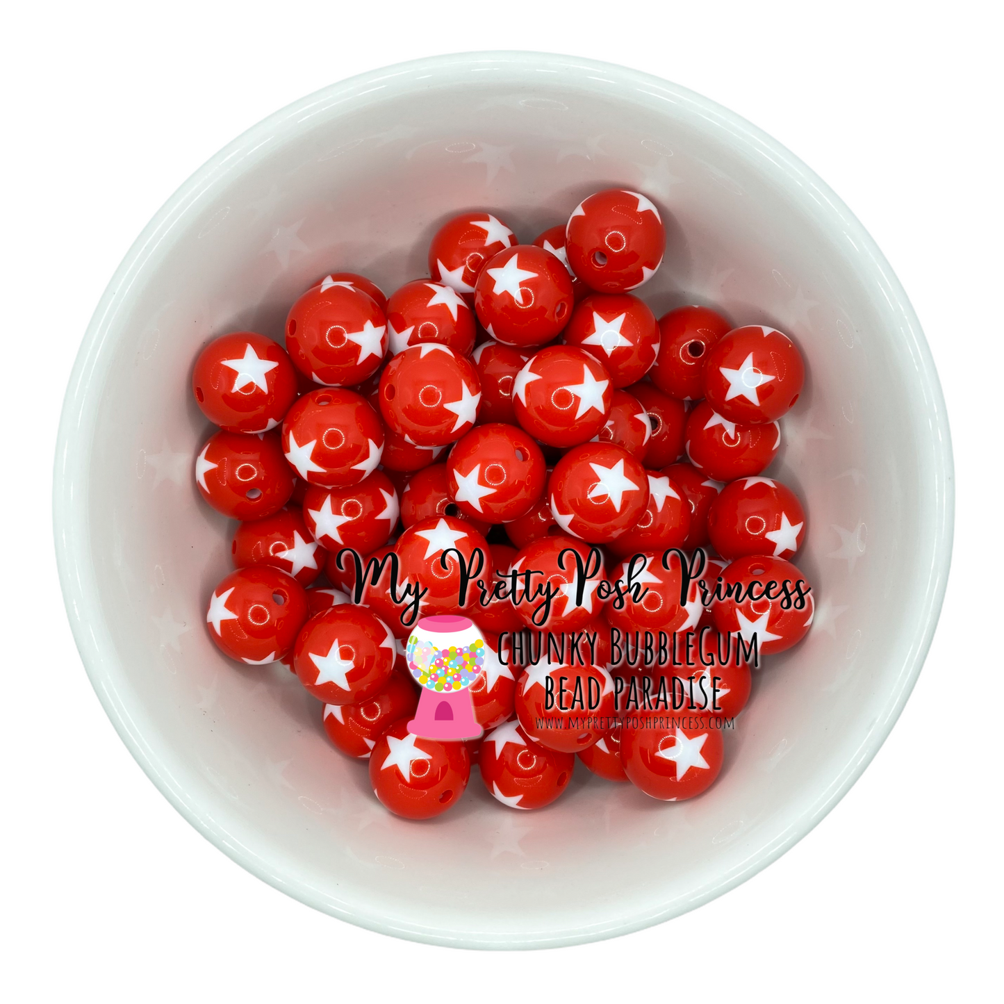 W357- 20mm Red Star Acrylic Beads (1 Count)