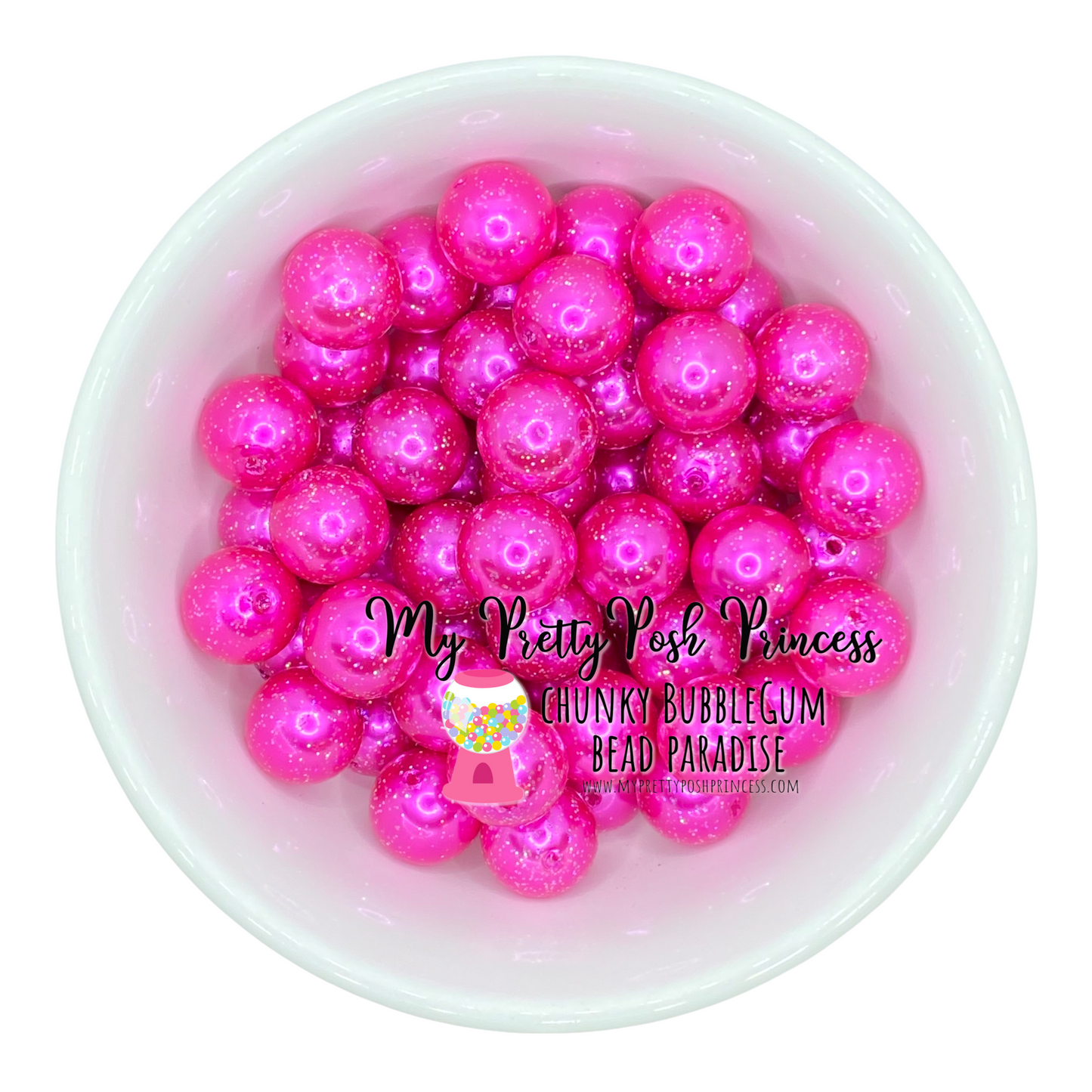 #507 - 20mm Pink Glitter Pearl Acrylic Beads (1 Count)