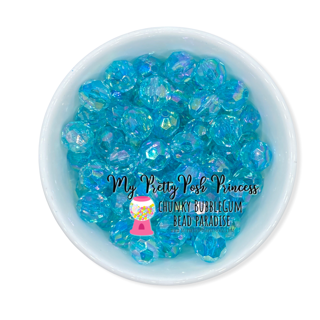 #927 - 20mm Aqua Faceted AB Acrylic Beads (1 Count)