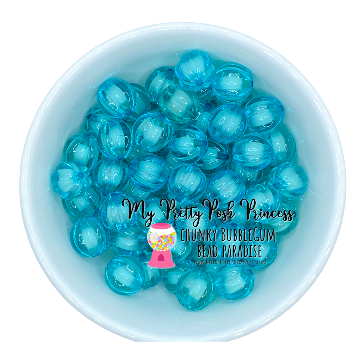 #593 - 20mm Aqua "Watermelon" Acrylic Beads (1 Count)