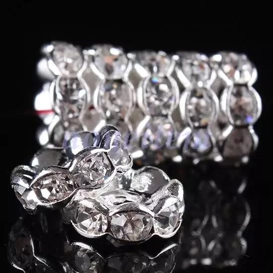 P64 - 12mm Silver Rhinestone {{Wave}} Spacers (10 Count)