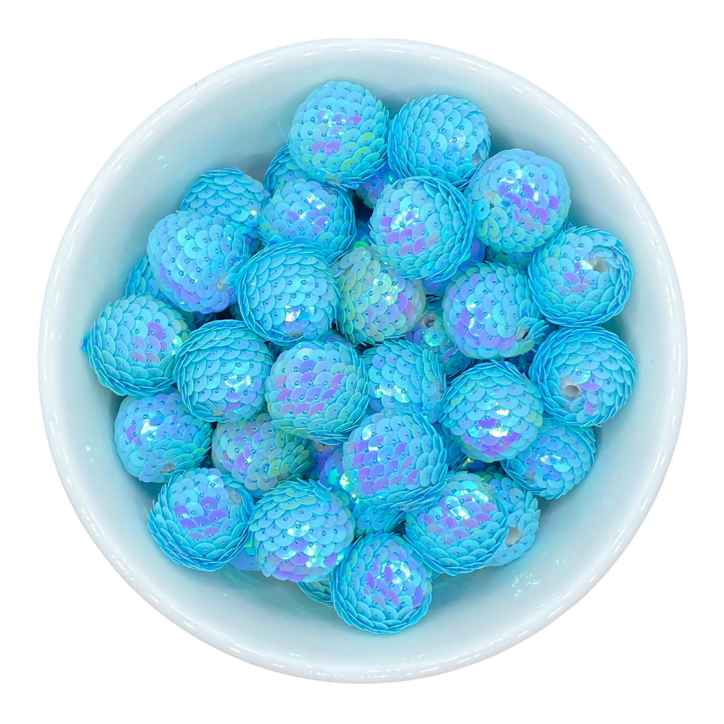 W314- 20mm Light Aqua Sequin Acrylic Beads (1 Count)