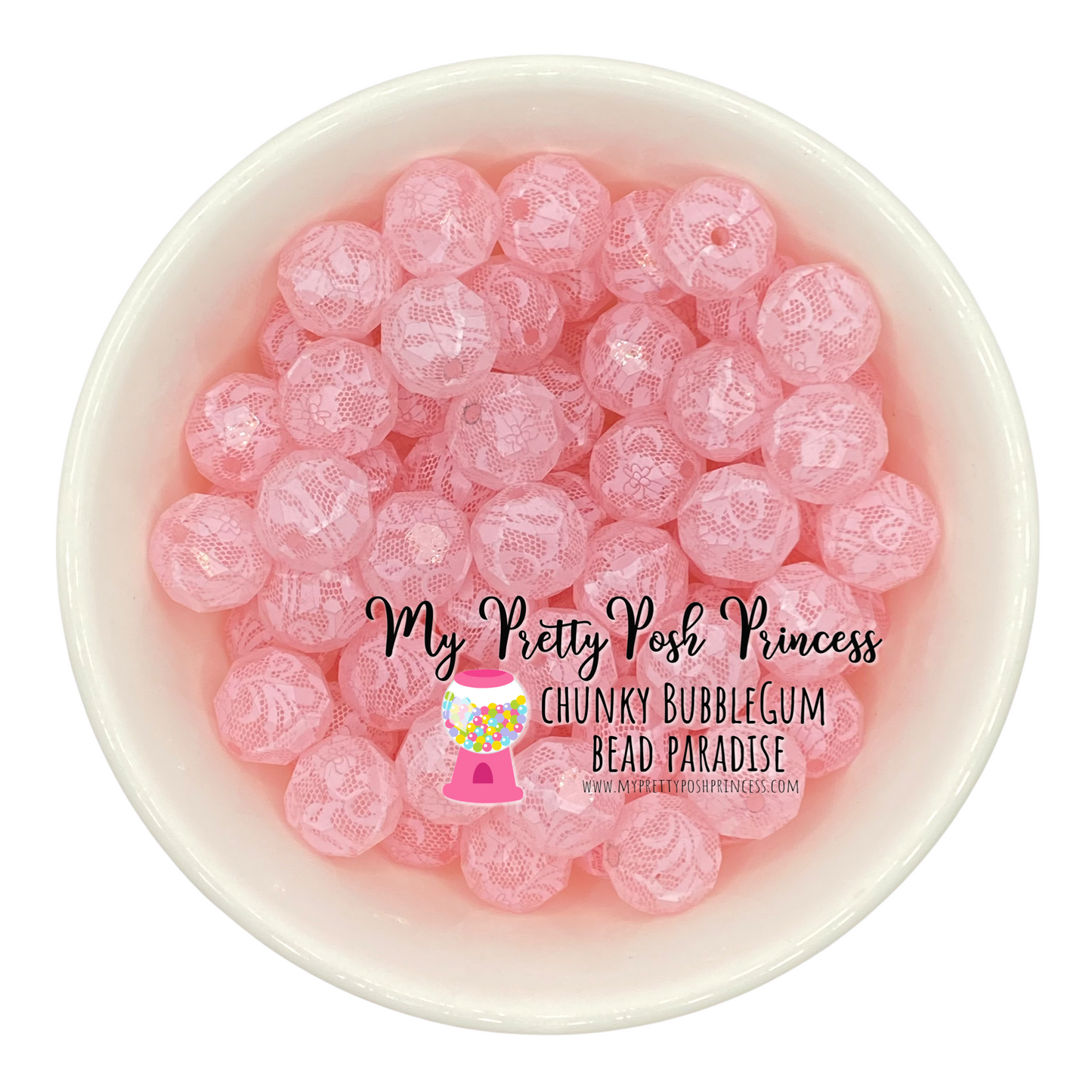 #589 - 20mm Light Pink "Lace" Acrylic Beads (1 Count)