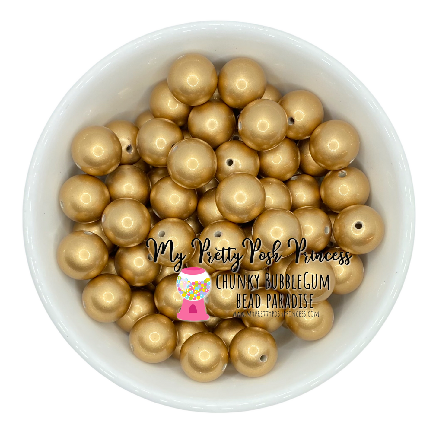 #98 - a58- 12mm Matte Gold Pearl Acrylic Beads (20 Count)