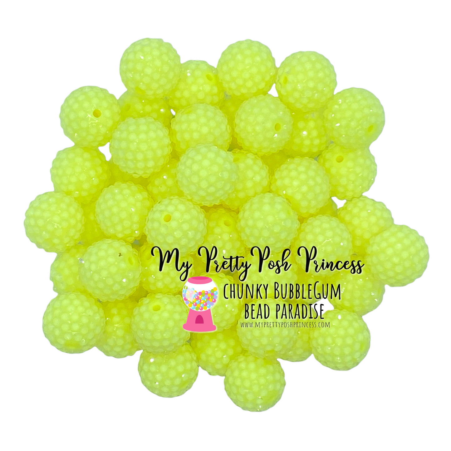 #1090 - 20mm Neon Yellow Rhinestone Beads (1 Count)
